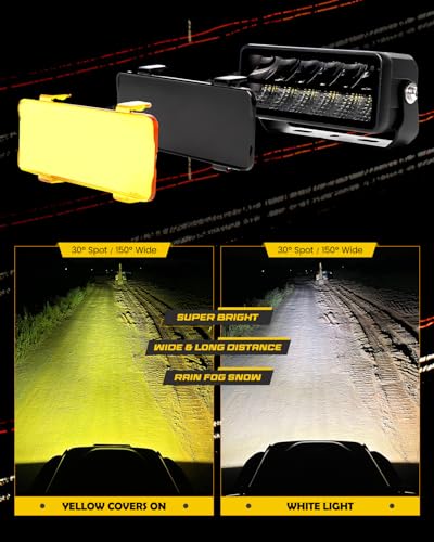 Exzeit 82W 6 Inch Led Driving Light, Combo Beam Offroad Lights for Jeep Truck Wrangler Pickup ATV, Amber and Black Covers Rechangable, 12/24V - Image 2
