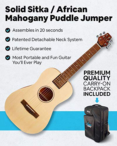 Journey Instruments Solid Sitka Travel Guitar – PJ410N Traveling Acoustic Guitar with Collapsible Patented System – Portable Backpack Case (African Mahogany) - Image 2