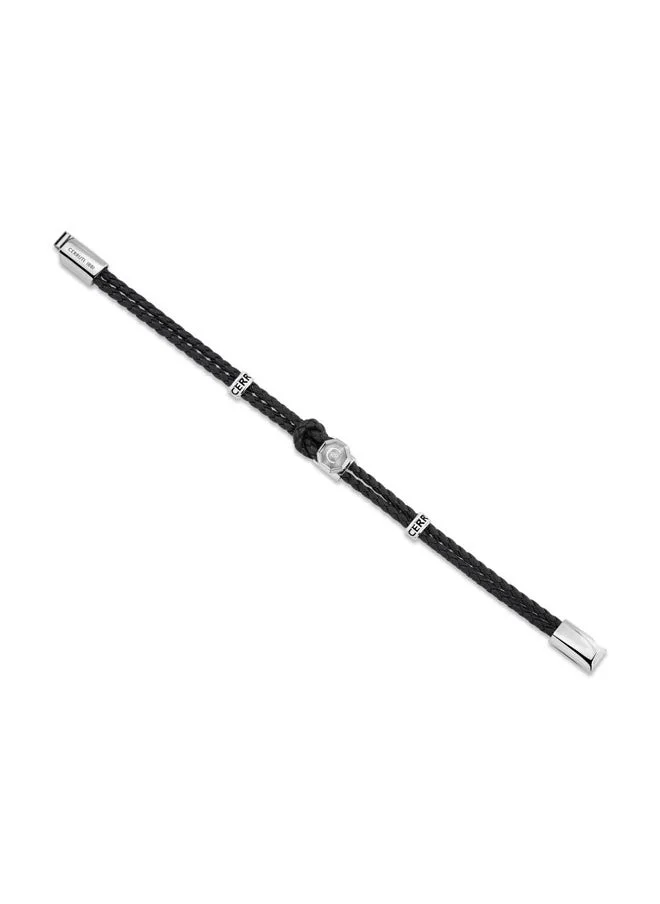 شيروتي 1881 Constanzo Bracelet Dual Black Leather with CRR Signature Loop Contemporary and Refined Design