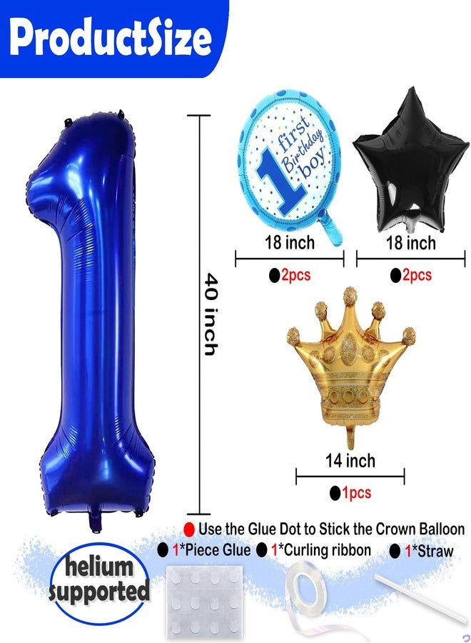 Florisland 40 inch Large Baby Boy First Birthday Balloon Decorations for Boss Theme 1st Birthday Party Decorations, Foil Mylar Baby Boss Birthday Balloon Birthday Decoations,Supplies, Party Favors - Image 2