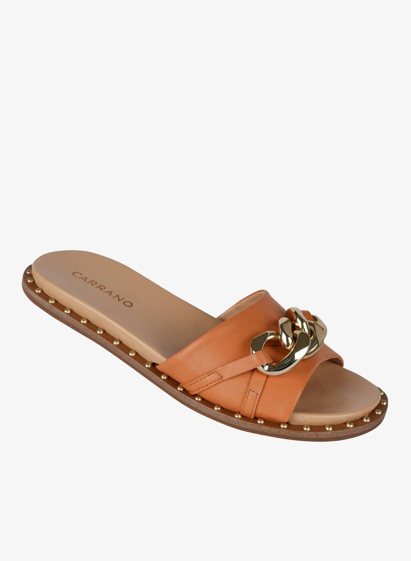 Carrano Ladies Flat Chain Belt Slip On Leather 206027 Tr0122 - Image 1