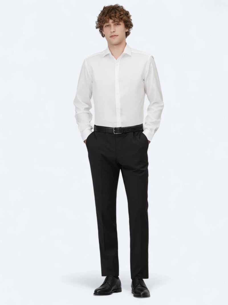 Kip Black Weaving Slim Fit Classical Wool Blended Trousers - Image 1
