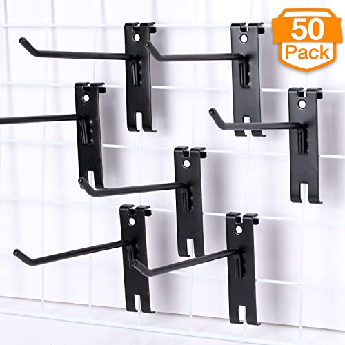 Chumia 50 Pcs 4/6/8/10 Inch Gridwall Hooks Gridwall Peg Hooks Black Wall Grid Accessories for Grid Wall Panels Retail Shop Trade Show Display Home Office Garage Storage Supplies(6'') - Image 4