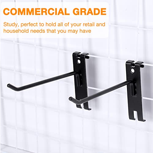 Chumia 50 Pcs 4/6/8/10 Inch Gridwall Hooks Gridwall Peg Hooks Black Wall Grid Accessories for Grid Wall Panels Retail Shop Trade Show Display Home Office Garage Storage Supplies(6'') - Image 5