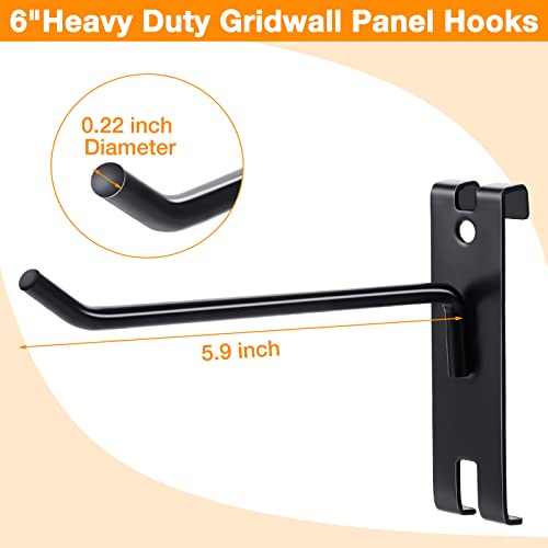 Chumia 50 Pcs 4/6/8/10 Inch Gridwall Hooks Gridwall Peg Hooks Black Wall Grid Accessories for Grid Wall Panels Retail Shop Trade Show Display Home Office Garage Storage Supplies(6'') - Image 2