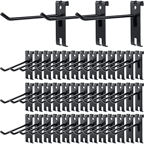 Chumia 50 Pcs 4/6/8/10 Inch Gridwall Hooks Gridwall Peg Hooks Black Wall Grid Accessories for Grid Wall Panels Retail Shop Trade Show Display Home Office Garage Storage Supplies(6'') - Image 1