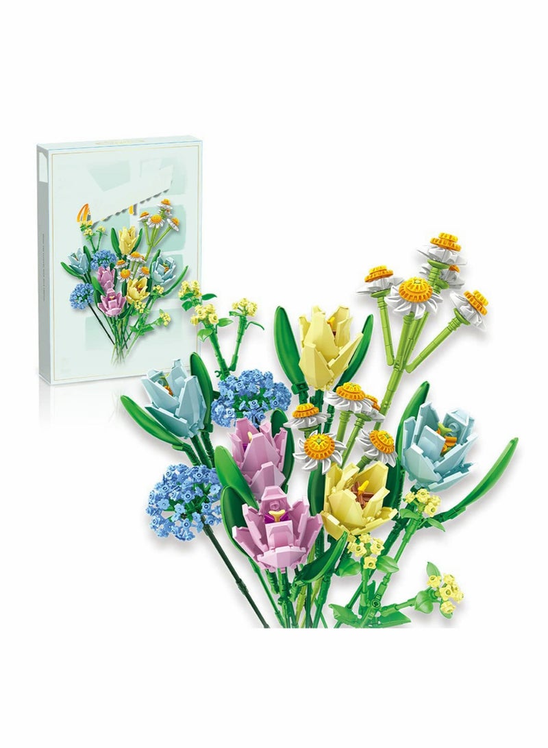 Flower Bouquet Building Kit Tulips Blocks Sets Botanical Collection Creative Project for Adult Home Decoration Compatible with Lego - Image 3