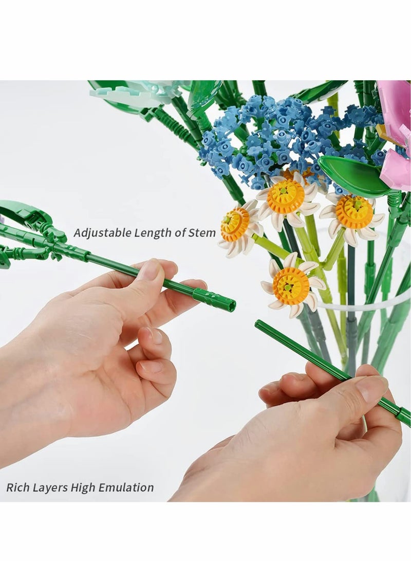 Flower Bouquet Building Kit Tulips Blocks Sets Botanical Collection Creative Project for Adult Home Decoration Compatible with Lego - Image 2