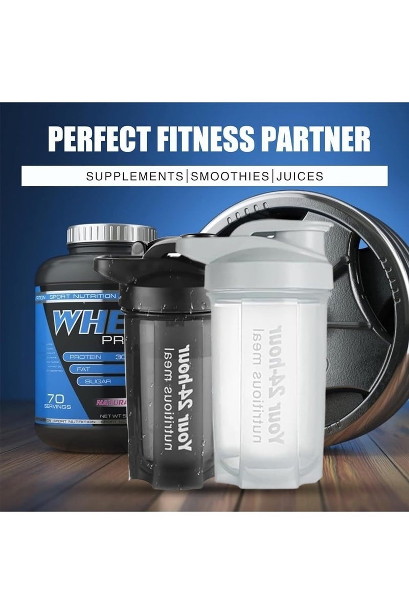 LIMOS Sports Shaker Bottle | 2 Pack Leakproof Protein Shaker for Meal Replacement 1 Stirring Ball | BPA-Free, Durable with Wire Whisk for Smooth Mixing | Ideal for Gym, Workout, & Nutrition Shakes - Image 4