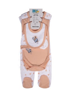 Babies Basic 5 Piece Unisex 100% Cotton Gift Set Include Bib, Romper, Mittens, Cap And Sleepsuit/Jumpsuit  - Image 5