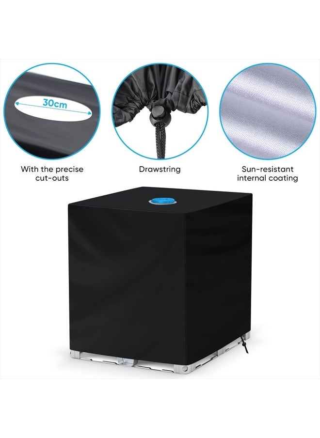 NEVERLAND - IBC Tote Cover 275 Gallon, 210D Water Tank Cover, Black Tote Sunshade Waterproof Protective Cover Fit 1000L Garden Water Tank - Image 1