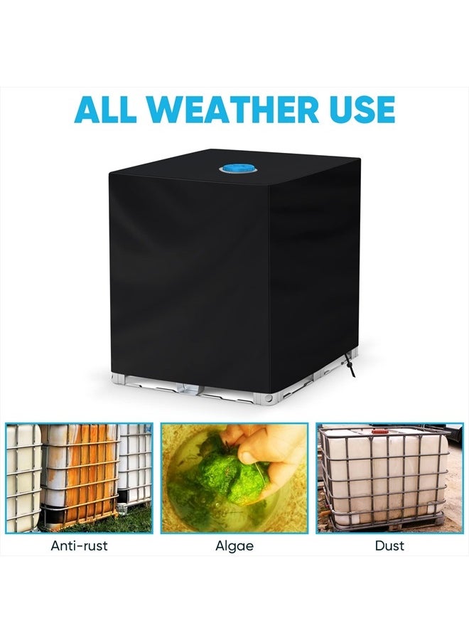 NEVERLAND - IBC Tote Cover 275 Gallon, 210D Water Tank Cover, Black Tote Sunshade Waterproof Protective Cover Fit 1000L Garden Water Tank - Image 1