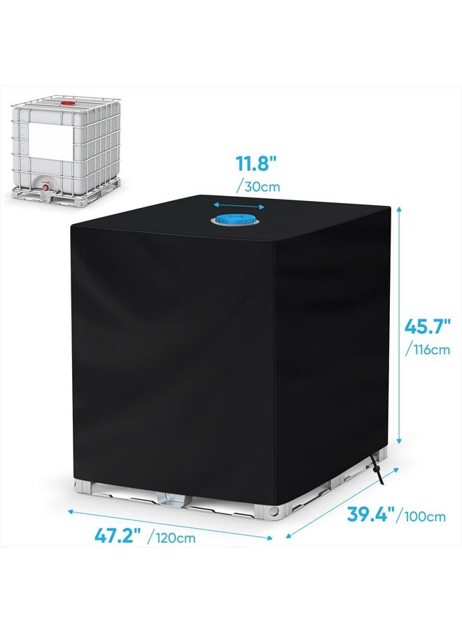 NEVERLAND - IBC Tote Cover 275 Gallon, 210D Water Tank Cover, Black Tote Sunshade Waterproof Protective Cover Fit 1000L Garden Water Tank - Image 1