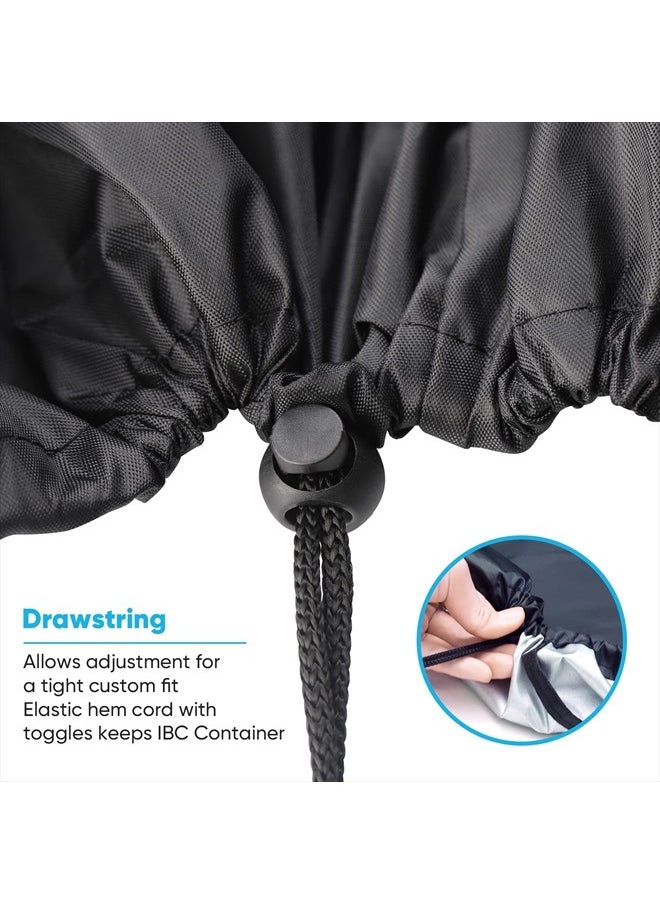 NEVERLAND - IBC Tote Cover 275 Gallon, 210D Water Tank Cover, Black Tote Sunshade Waterproof Protective Cover Fit 1000L Garden Water Tank - Image 1