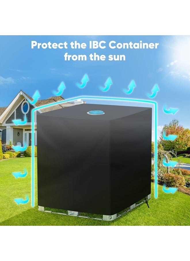 NEVERLAND - IBC Tote Cover 275 Gallon, 210D Water Tank Cover, Black Tote Sunshade Waterproof Protective Cover Fit 1000L Garden Water Tank - Image 1