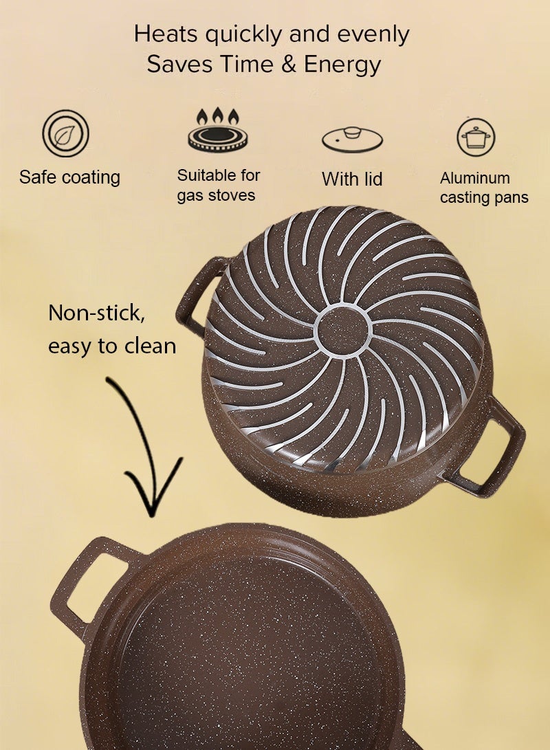 X spring 16-Piece Cookware Set - Aluminum Cookware - Non-Stick Surface - Tempered Glass Lid - PFOA-Free - Saucepan with Lid, Stockpot with Lid, Kitchen Utensils (Brown) - Image 2