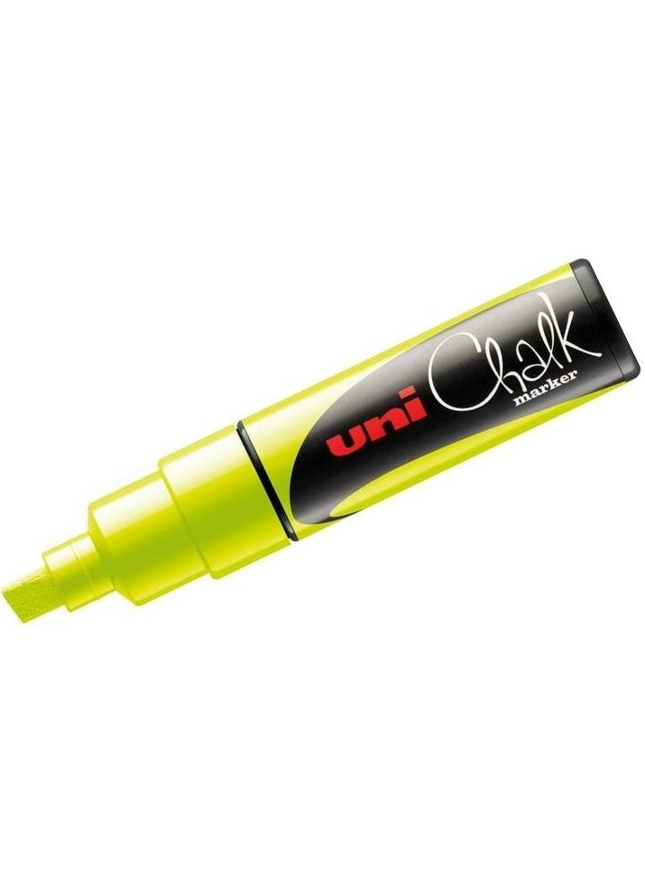 Uni Chalk Marker Wet Wipe Pwe-8k Cut Tip Liquid Chalk Pen Highlighter Yellow 