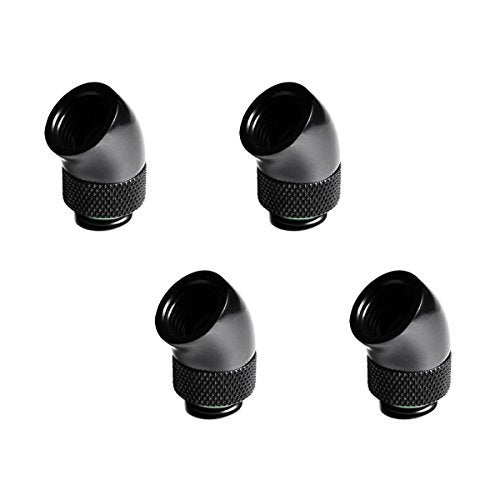 Barrow G1/4" Male to Female Extender Fitting, 45 Degree Rotary, Black, 4-pack - Image 1