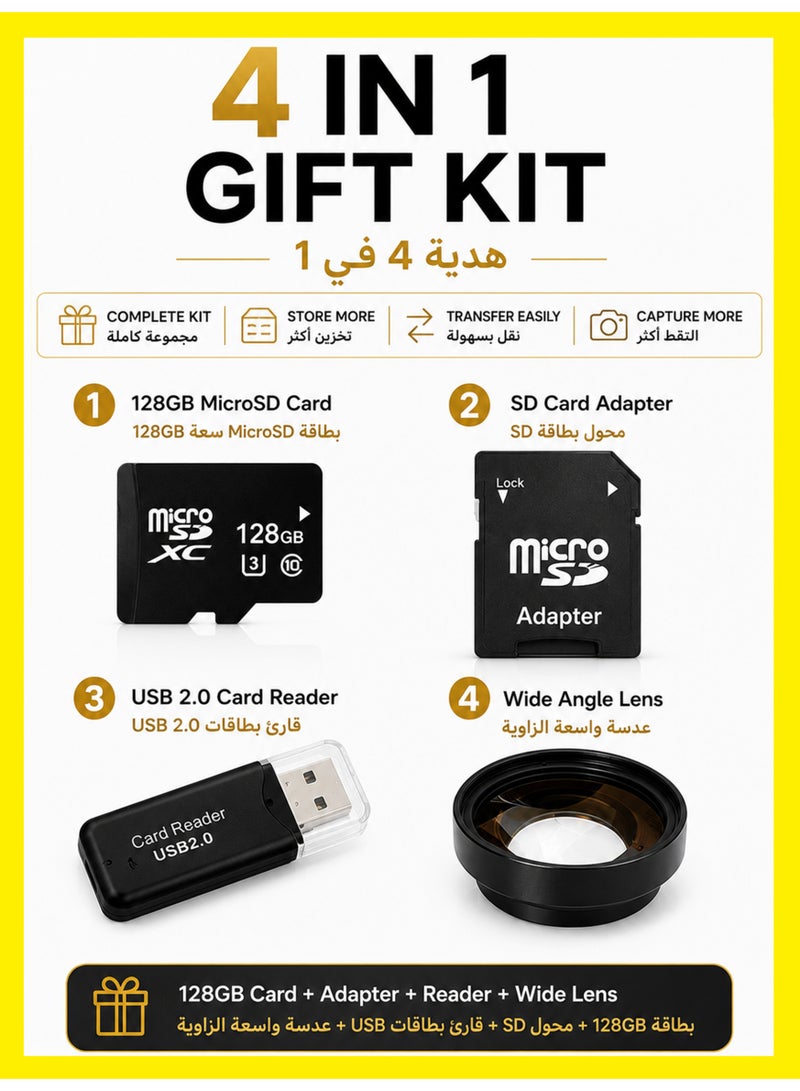 BASEMENT-1 5K Digital Camera, 75MP Camera Digital for Photography, Point and Shoot Camara with 128GB Micro SD Card, 18X Digital Camera with 3" 180° Flip Screen, Vlogging Camera for Beginner Gift, Wide Angle & Macro Lens, Rechargeable Battery - Image 5