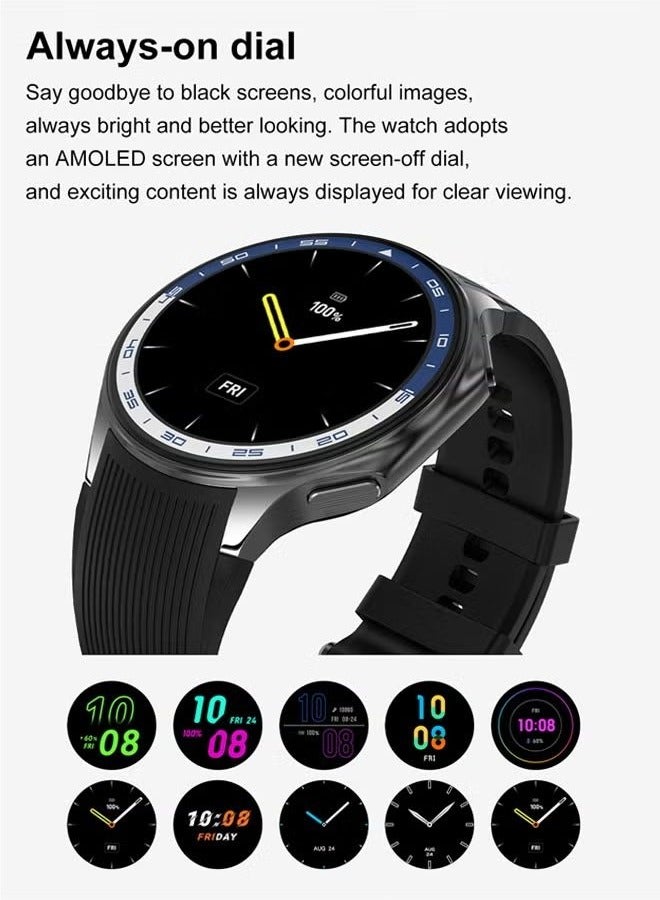 RollsTimi  Men's smart watch 1.43 AMOLED HD screen Bluetooth call activity tracker heart rate monitor IP68 waterproof compatible with Android and iOS, sports and fitness watches，Watch DT Watch X Black Tape  - Image 3