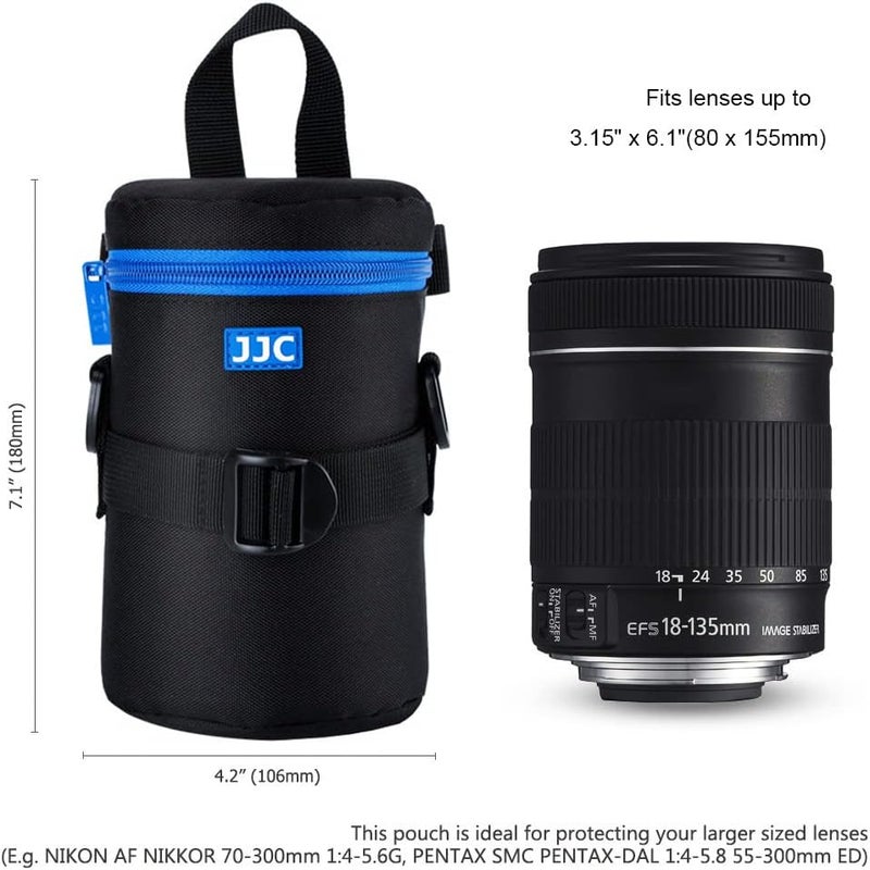 JJC حقيبة عدسة فاخرة لكاميرات كانون EF 75-300mm f4.5-5.6/EF 24-105mm f4L/EF 16-35mm F4L/RF 75-300mm f4-5.6، نيكون AF-S 24-70mm f2.8/16-35mm f4G/70-300mm f4.5-6.3G وغيرها من العدسات التي يقل قطرها عن 3.15" x 6.1" (D x L) - Image 2
