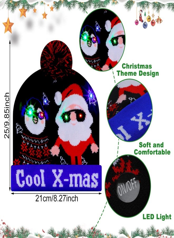 JaGely 24 Pcs Christmas Light up Hat Christmas LED Knitted Beanie with Funny Crew Socks for Adults Xmas Party Decor Homeless Care Package Supplies Multicolored - Image 2