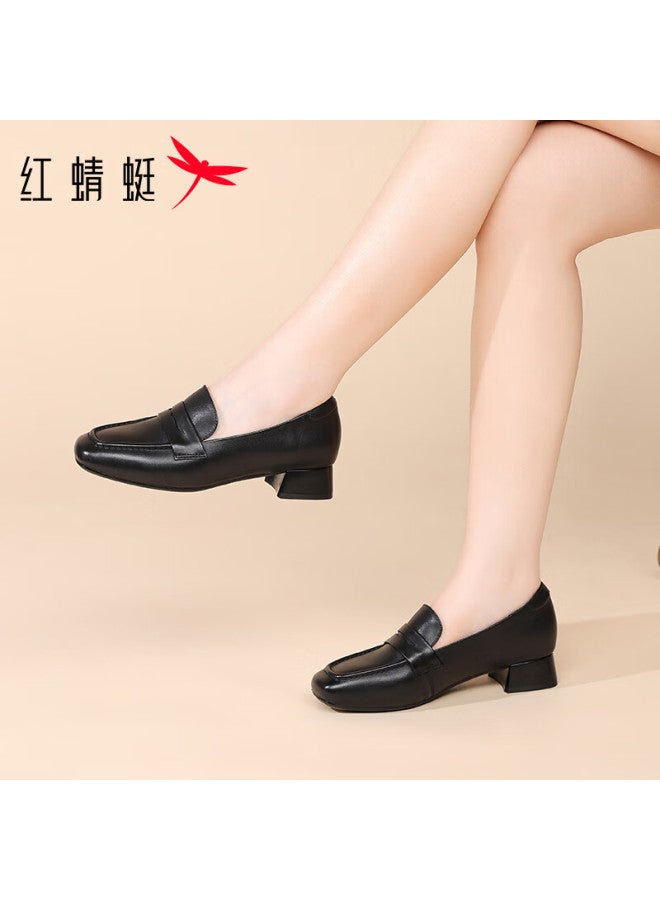 Red Dragonfly Women's New Soft Sole Comfortable Commuting Slip-on Leather Flats Wlb354531 Black Size 36