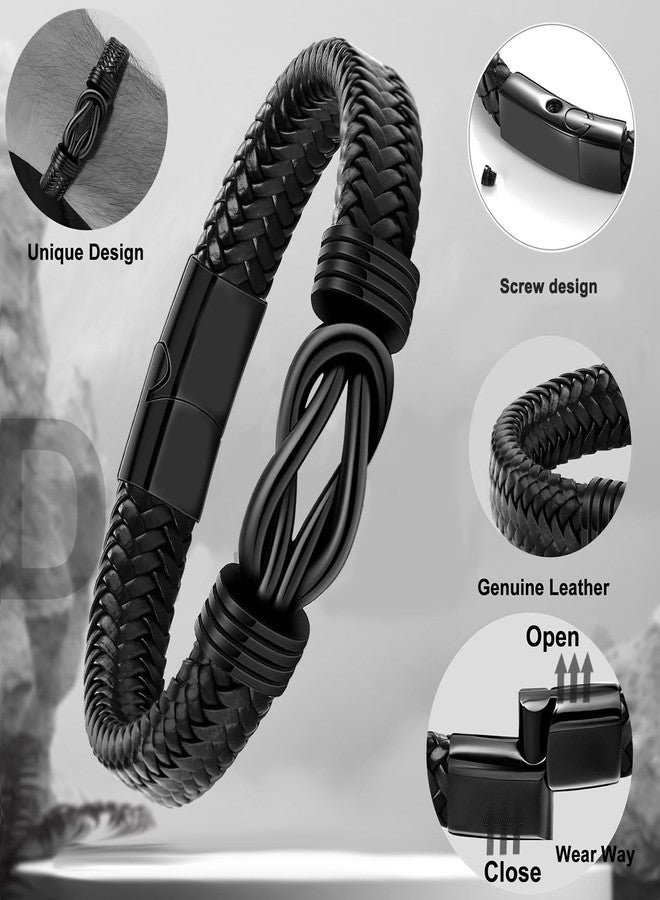RIPFEVURN Urn Bracelet for Ashes for Women Men Infinity Knot Cremation Jewelry Leather Cuff Bangle Memorial Ashes Bracelet(22cm - Image 2