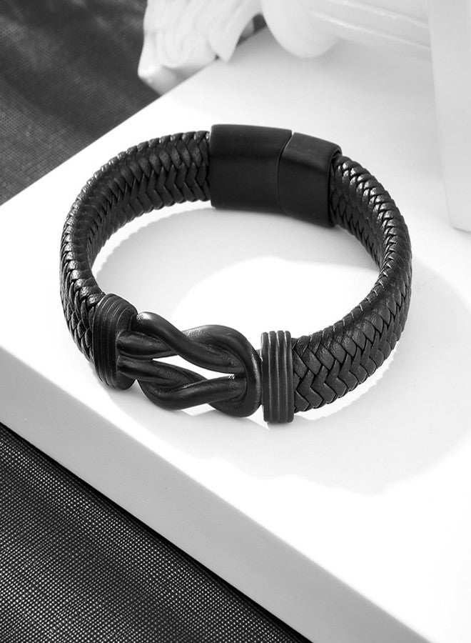 RIPFEVURN Urn Bracelet for Ashes for Women Men Infinity Knot Cremation Jewelry Leather Cuff Bangle Memorial Ashes Bracelet(22cm - Image 4