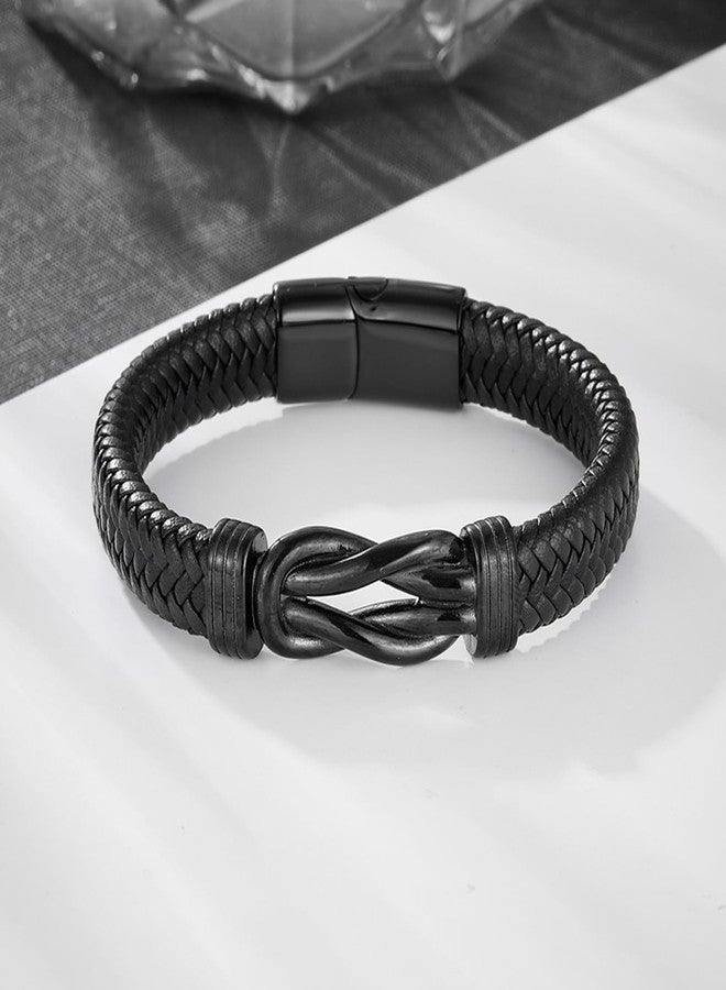 RIPFEVURN Urn Bracelet for Ashes for Women Men Infinity Knot Cremation Jewelry Leather Cuff Bangle Memorial Ashes Bracelet(22cm - Image 3