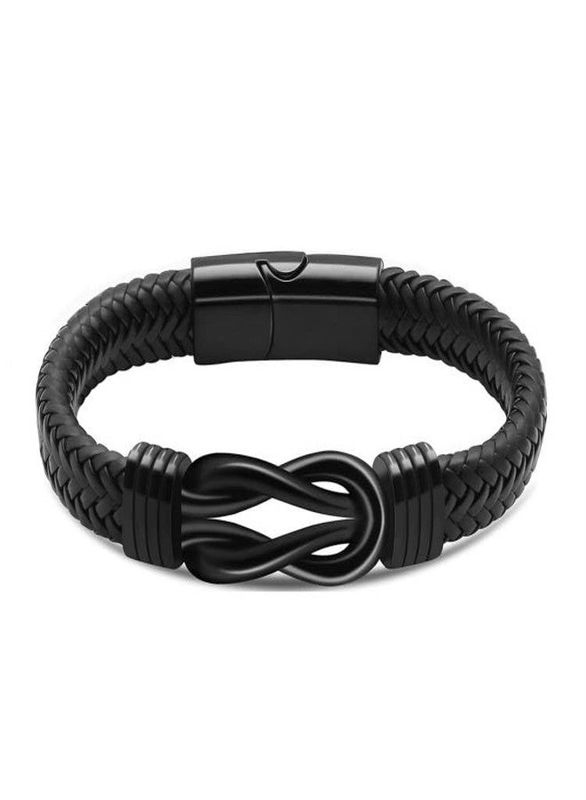 RIPFEVURN Urn Bracelet for Ashes for Women Men Infinity Knot Cremation Jewelry Leather Cuff Bangle Memorial Ashes Bracelet(22cm - Image 1