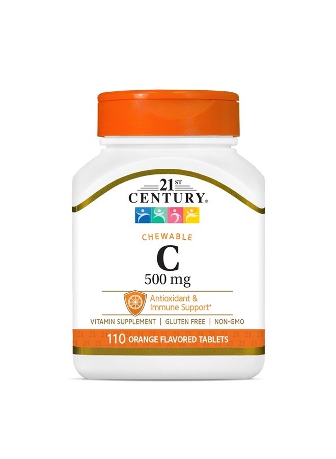 21st Century Vitamin C 500 mg Chewable Tablets, Orange, 110 Count - Image 1