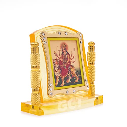 GCT Goddess Maa Durga Sherawali MATA Idol on Lion (J001-25-A) Acrylic Religious Frame for Car Dashboard (L*B*H- 3.3 x 1.2 x 3.3 Inches) - Image 3