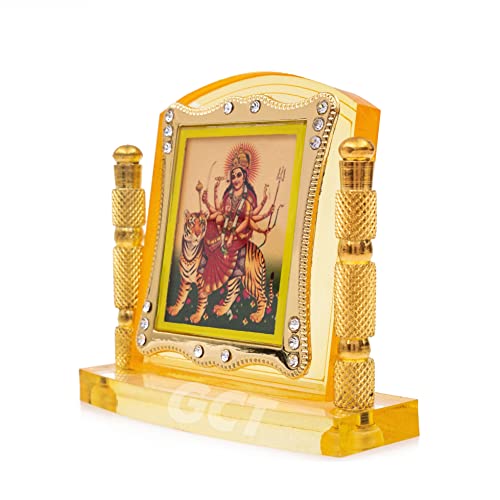 GCT Goddess Maa Durga Sherawali MATA Idol on Lion (J001-25-A) Acrylic Religious Frame for Car Dashboard (L*B*H- 3.3 x 1.2 x 3.3 Inches) - Image 4