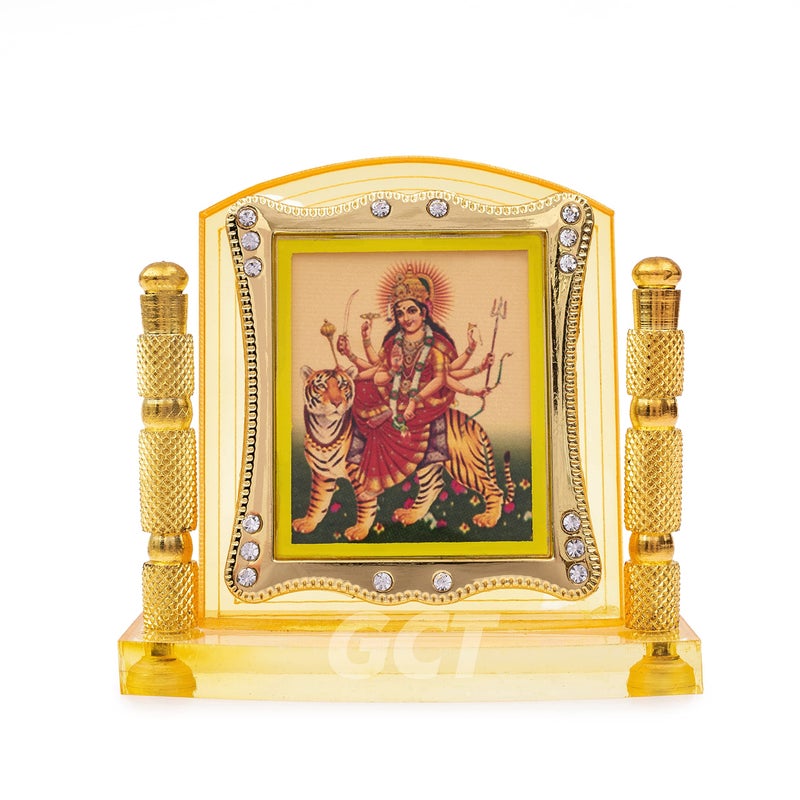 GCT Goddess Maa Durga Sherawali MATA Idol on Lion (J001-25-A) Acrylic Religious Frame for Car Dashboard (L*B*H- 3.3 x 1.2 x 3.3 Inches) - Image 5