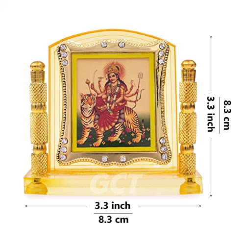 GCT Goddess Maa Durga Sherawali MATA Idol on Lion (J001-25-A) Acrylic Religious Frame for Car Dashboard (L*B*H- 3.3 x 1.2 x 3.3 Inches) - Image 2