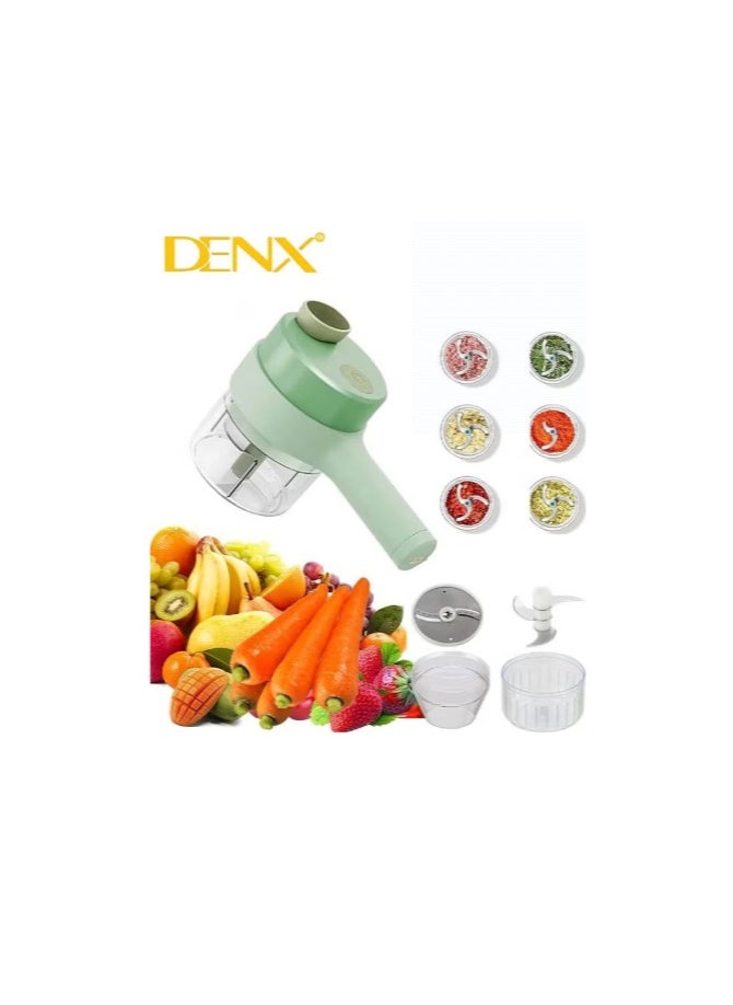 Denx - Vegetable Cutter, Portable Electric Chopper, Rechargeable, Multi-Purpose Cordless Chopper and Cutter for Vegetables, Spices, Fruits, Herbs, etc, Onion Cutter, Ginger Masher, Peeler, Convenient and Fast Working - Image 1