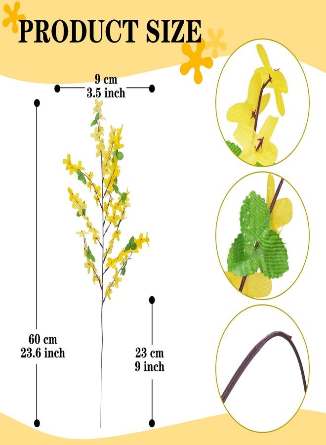 HO2NLE 12Pcs 23.6" Artificial Flowers Yellow Silk Fake Winter Jasmine Long Stem Artificial Orchids Flowers for Decoration Indoor Outdoor Wedding Home Bedroom Yard Cemetery - Image 2
