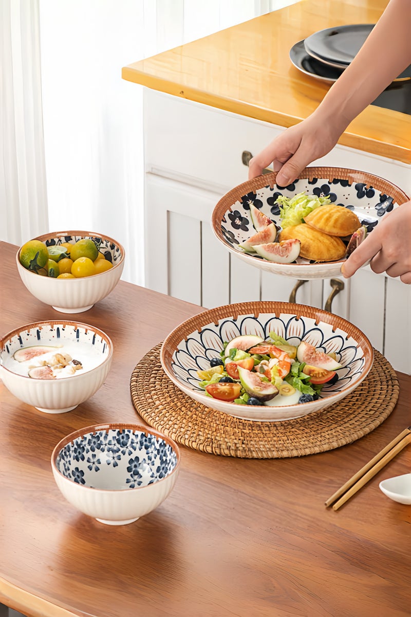 Paraphrase Japanese Style Ceramic Dinnerware Gift Set – 2 Plates & 4 Bowls, Elegant Glazed Finish, Microwave & Oven Safe - Image 3