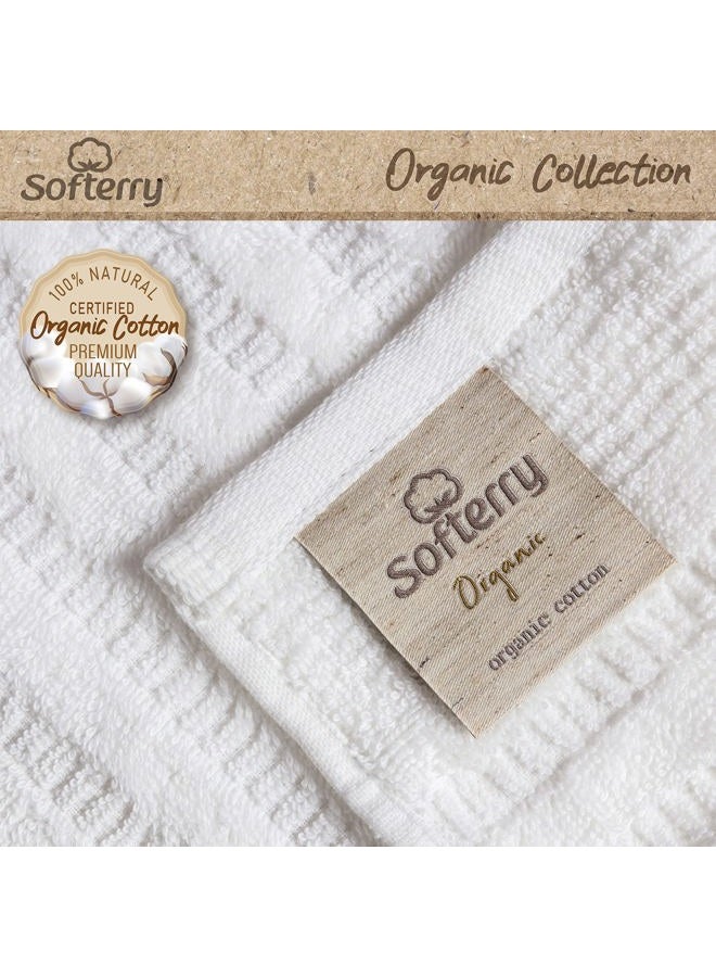 Softerry Pure Organic Cotton Bath Towel Set - 100% Soft Cotton - Extra Absorbent and Durable - 500 GSM Quick Dry - Luxury Hotel & Spa Quality - Fade Resistant - Eco Friendly (White, Set of 8) - Image 3