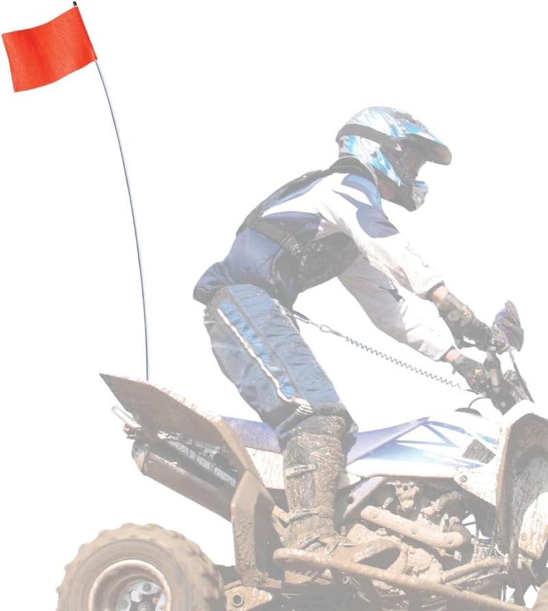 Checkers 7' Red ATV/UTV Flag Pole Whip with High Visibility Square Orange Offroad Flag - Light Duty Safety Flags for Four Wheelers, Off Road, Dunes - Made in the USA - FSRR7R-HB - Image 1