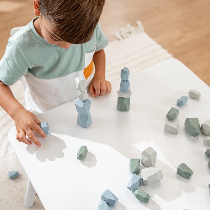 Comfy Cubs Stacking Rocks 36 Pieces  36 Months+  Educational Toddler Stacking Blocks  Promotes Imagination  Balance & Fine Motor Skills - Wooden Rocks Sensory Toys Gift for Kid  Boy Pack - Image 2