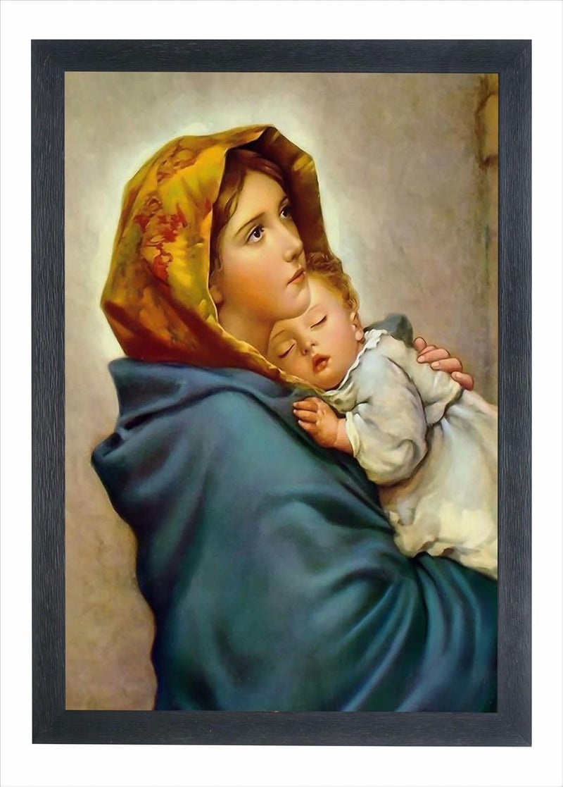 Devatwal Mother Mary And Child Jesus Photo Frame For Wall Mounted Painting (10 * 14 Inch) 1047-LNP - Image 1
