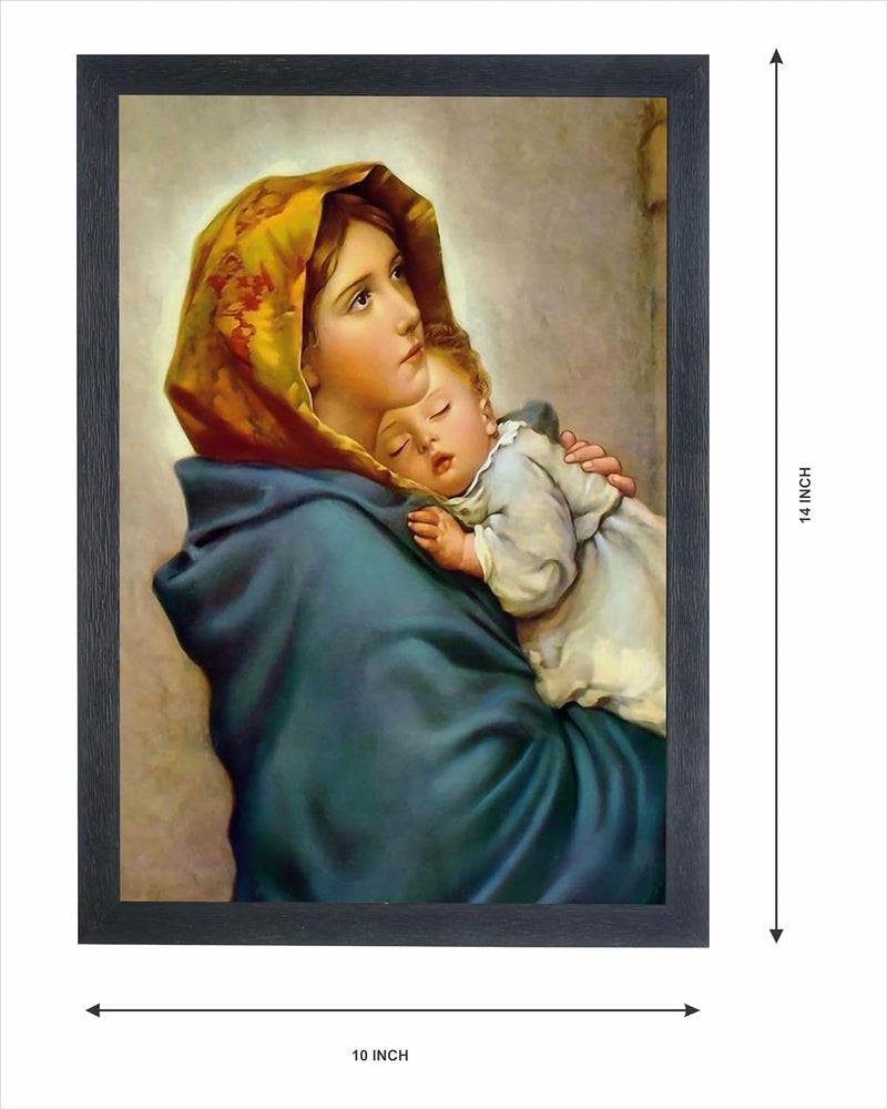Devatwal Mother Mary And Child Jesus Photo Frame For Wall Mounted Painting (10 * 14 Inch) 1047-LNP - Image 2