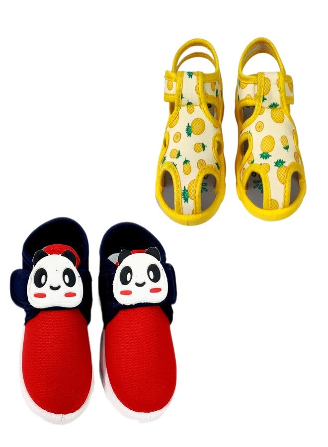 Coolz Kids Chu-Chu Sound Musical Shoes and Sandals Combo (2 Pairs) for Baby Boys and Girls (NavyRed Shoes-Yellow Sandals, 21 Months) - Image 1