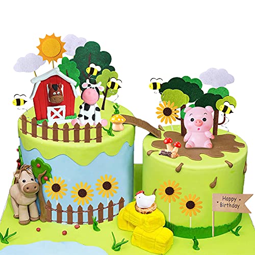RASSLISA 30 PCS Farm Animal Cow Cake Topper Decorations for Farm Animal Theme Birthday Baby Shower Party (Style A) - Image 3