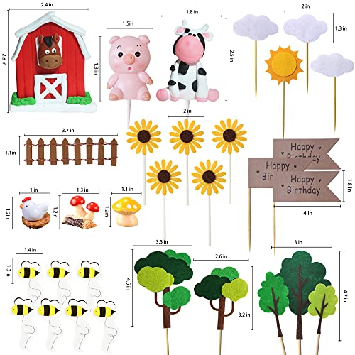 RASSLISA 30 PCS Farm Animal Cow Cake Topper Decorations for Farm Animal Theme Birthday Baby Shower Party (Style A) - Image 2