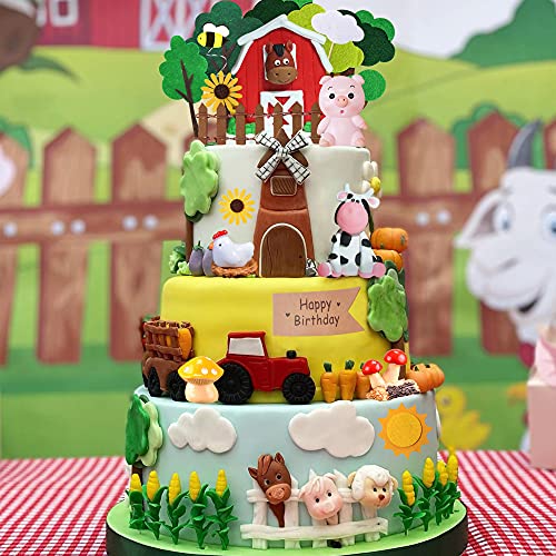 RASSLISA 30 PCS Farm Animal Cow Cake Topper Decorations for Farm Animal Theme Birthday Baby Shower Party (Style A) - Image 5