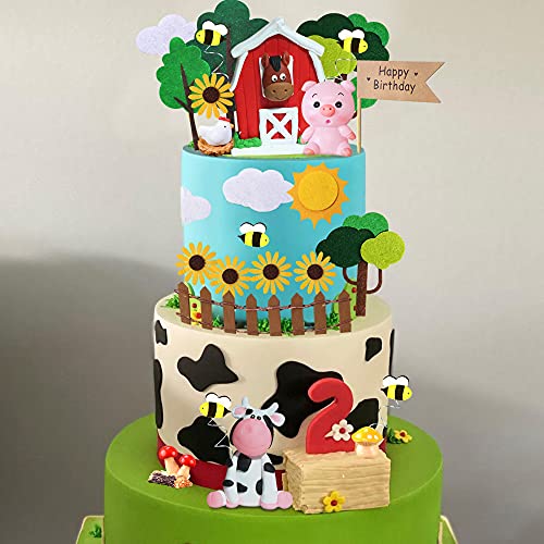 RASSLISA 30 PCS Farm Animal Cow Cake Topper Decorations for Farm Animal Theme Birthday Baby Shower Party (Style A) - Image 4