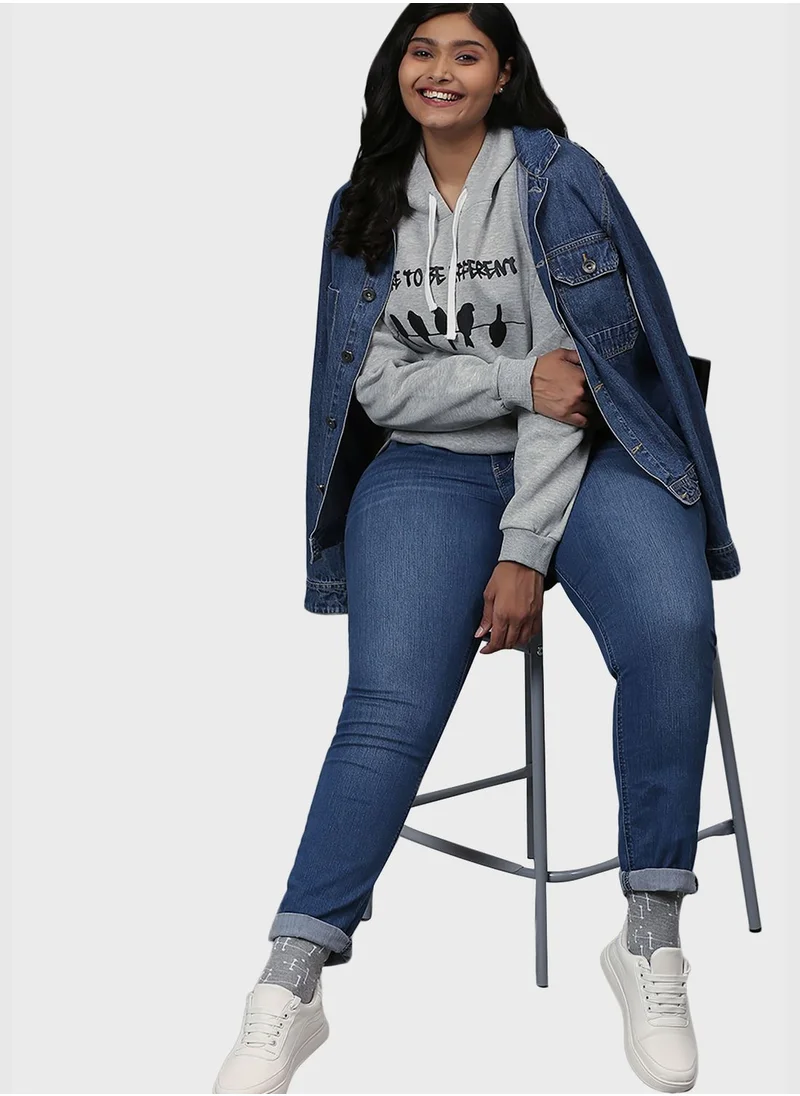 Instafab Plus Front Pocket Printed Hoodie